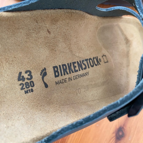 Birkenstock Arizona Sandals Black Birko Flor Faux Leather M10 W12 - Picture 7 of 8